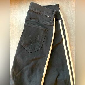 Mother stripes crop step-hem Frey jeans